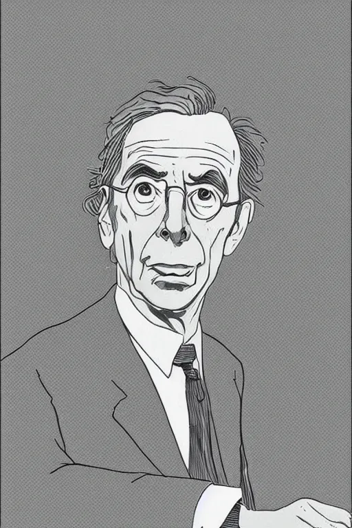 Prompt: portrait of bertrand russell, by adrian tomine