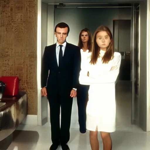 Prompt: Emmanuel Macron daughters in American Psycho (1999)