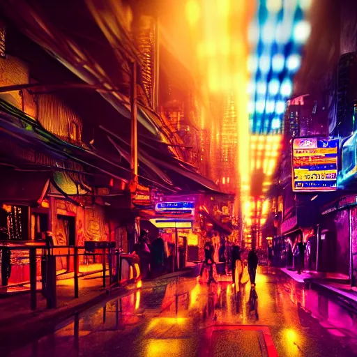 Image similar to futuristic asia night street with neons by giorgio vasari, renaissance art, the animatrix, atmospheric, cinematic composition, 8 k