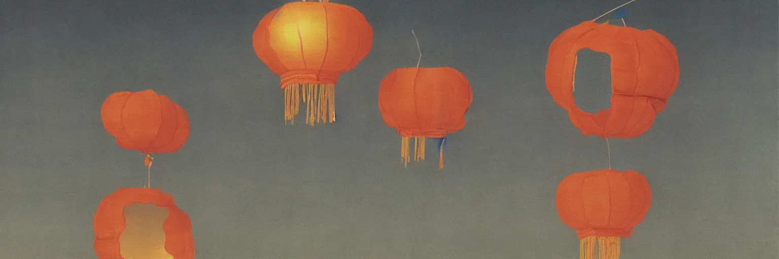 Image similar to chinese lantern painting magritte