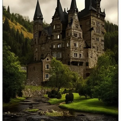 Image similar to scary gothic castle landscape