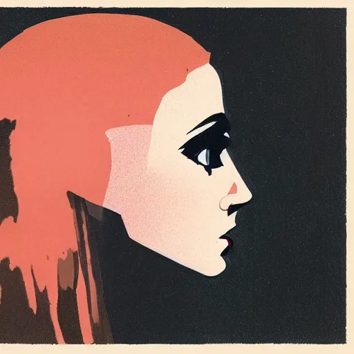 Prompt: Beautiful portrait of a girl, profile, by Karel Thole and Mike Mignola