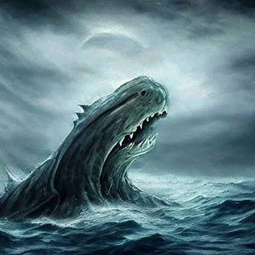 sea monster shape like a ship in the deep dark sea, | Stable Diffusion ...