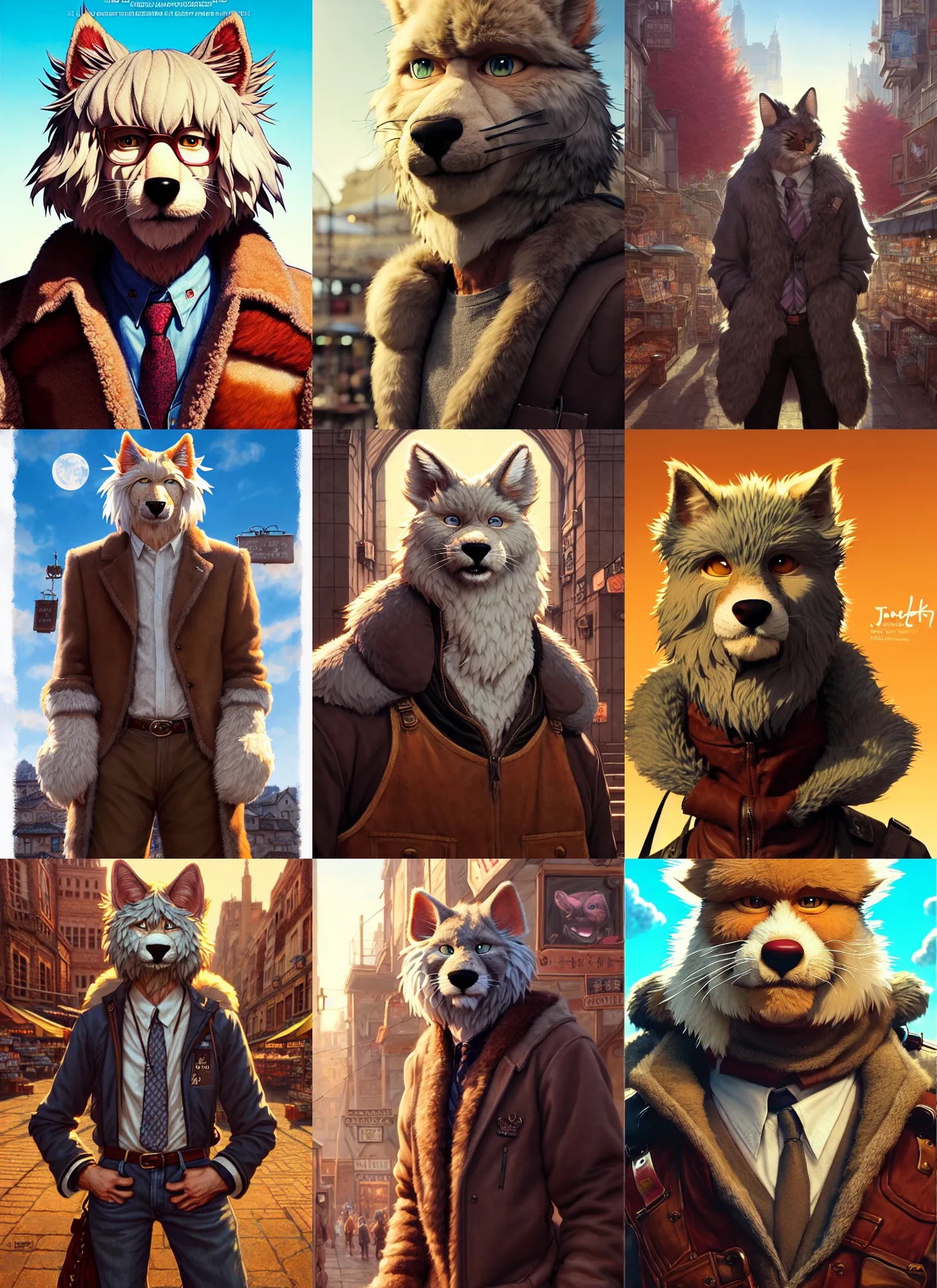 Prompt: full body character furry fursona portrait of jeff bridges with gorgeous detailed eyes in the marketplace in the sky, color page, tankoban, 4 k, tone mapping, doll, akihiko yoshida, james jean andrei riabovitchev marc simonetti, yoshitaka amano, h. hydrochaeris