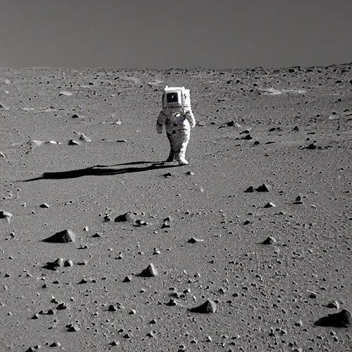 Prompt: an astronaut walking around on the surface of mars from starship, grainy, blurry, wide angle photograph