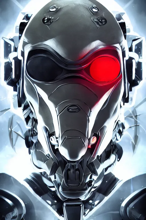 Image similar to cyber cyborg ninja mask helmet metal gear solid artic suit swat commando, global illumination ray tracing hdr fanart arstation by sung choi and eric pfeiffer and gabriel garza and casper konefal, a spectacular view cinematic rays of sunlight comic book illustration, by john kirby