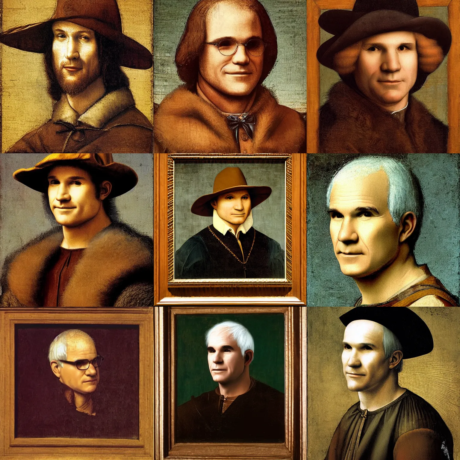 Prompt: a portrait of steve martin, painted by leonardo da vinci