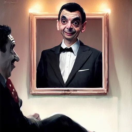 Image similar to portrait of mr. bean as roger rabbit painted by greg rutkowski