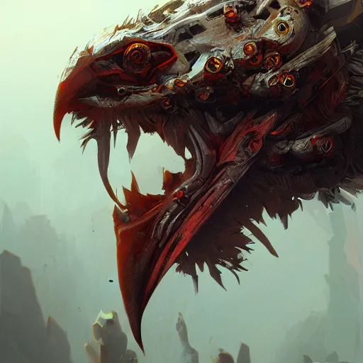 Image similar to chicken, highly detailed, illustration, fantasy art, in the style of greg rutkowski, epic, fantasy, intricate, hyper detailed, artstation, concept art, smooth, sharp focus, ray tracing