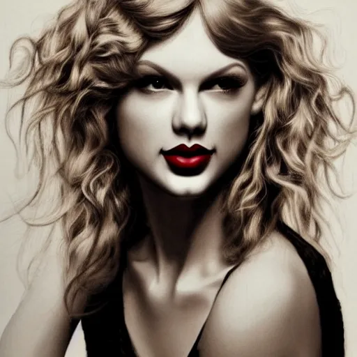 Image similar to by lya repin by simon stalenberg, photorealistic, expressionism, taylor swift