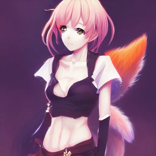 Image similar to anime portrait of a fox gitl as an anime girl by Stanley Artgerm Lau, WLOP, Rossdraws, James Jean, Andrei Riabovitchev, Marc Simonetti, and Sakimichan, trending on artstation