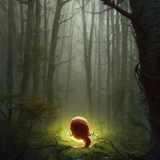 Image similar to highly detailed creepy forest creature with antlers, stephen bliss, unreal engine, fantasy art by greg rutkowski, loish, rhads, ferdinand knab, makoto shinkai and lois van baarle, ilya kuvshinov, rossdraws, tom bagshaw, global illumination, radiant light, detailed and intricate environment