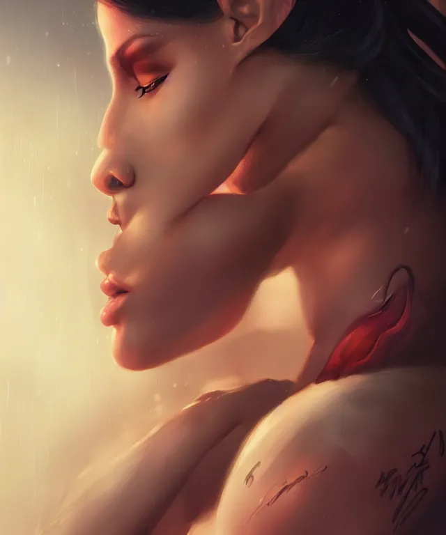 Prompt: 5 5 mm full body photo nicki minaj looking over her shoulder by charlie bowater and titian and artgerm, very sexy, intricate, face, highly detailed 8 k, intricate, lifelike, soft light, cinematic lighting, featured on artstation