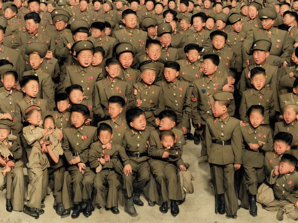 Prompt: North Korea military children Norman Rockwell