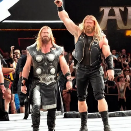 Image similar to triple h as thor entering the entrance of wwe stage