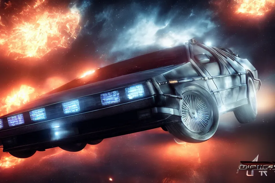 Prompt: ultra realistic delorean dmc 5 drifting on an ancient space highway in space, motion render, dark cinematic, volumetric, realistic, 3 d render, realistic render, cinematic lighting, volumetric lighting, atmospheric, cinematic, unreal engine 5, unreal engine render, octane render, hd, photorealism, hyper realistic, photo, 8 k