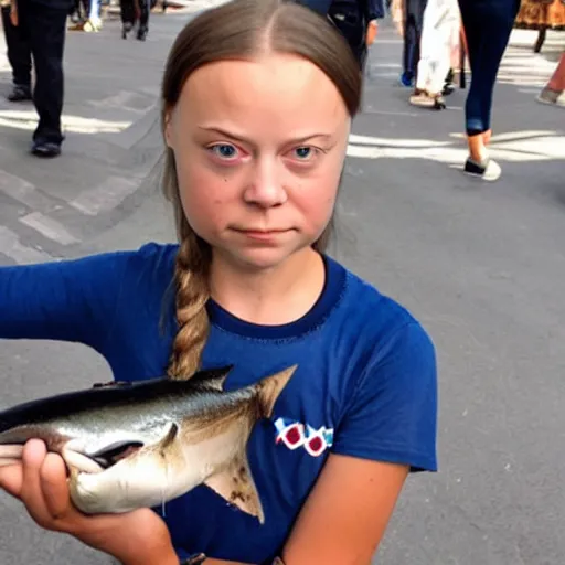 Prompt: greta thunberg as a tuna fish