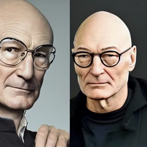 Image similar to photo of a person who looks like a mixture between patrick stewart and brent spiner