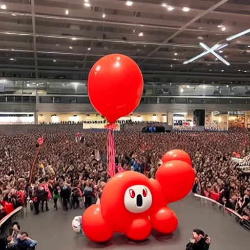 Prompt: Nintendo Switch tethered to a giant helium balloon