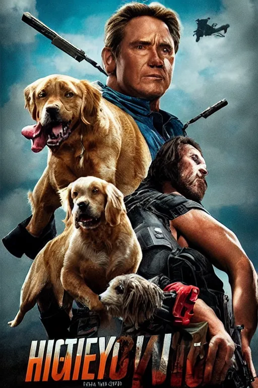 Prompt: poster for a big budget hollywood action movie about a man who avenges the death of his dog, cinematic, illustration, highly detailed