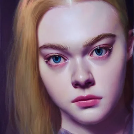 Prompt: ultra realistic portrait painting of elle fanning as a hacker, green glow, art by frank frazetta, 4 k, ultra realistic, highly detailed, epic lighting