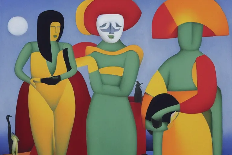 Prompt: O homem atrás do guarda-sol, Tarsila do Amaral