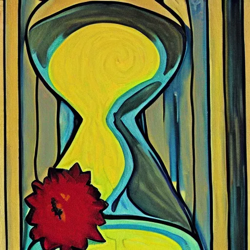 Prompt: hourglass, in the style of van Gogh