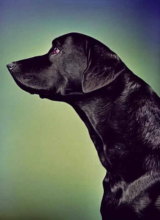 Image similar to a lumpy dog, body like a cloud, black, mutt, pitt, lab, short, fat, photorealistic leica s photograph, in outer space, kodachrome, psychedelic, platon