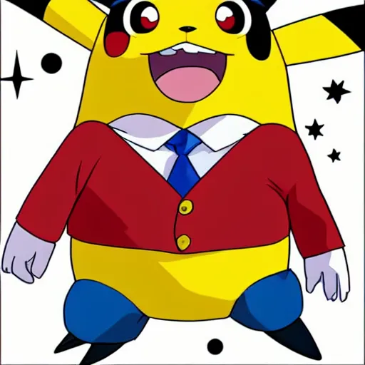 Image similar to donald trump as a pokemon, pikachu, studio ghibli, pixar render, by lisa frank