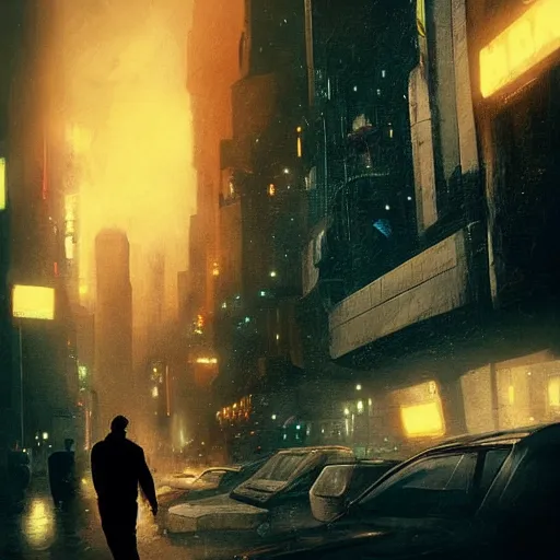 Image similar to some kind of blade runner city with some cool hero