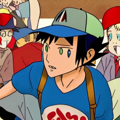 Prompt: ash ketchum in the style of wes anderson