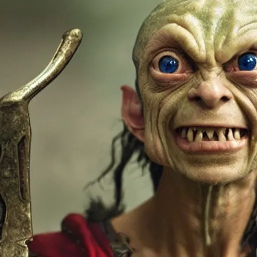 Image similar to gollum as Thor