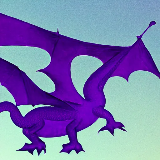 Prompt: a purple dragon sitting on the top of an aeroplane