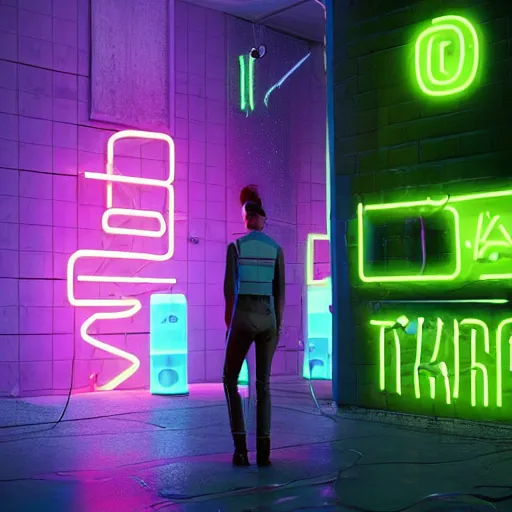 Prompt: improbable neon, electric, character art made out of rain, trending on artstation, epic composition, emotional, beautiful, rendered in octane, unreal engine, depth of field, ray tracing, highly detailed, realistic