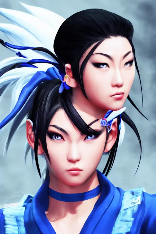 Image similar to Chun-Lil from Street Fighter , pretty face, ultra detailed, digital art, 8k ,character ,realistic, portrait, hyperrealistic