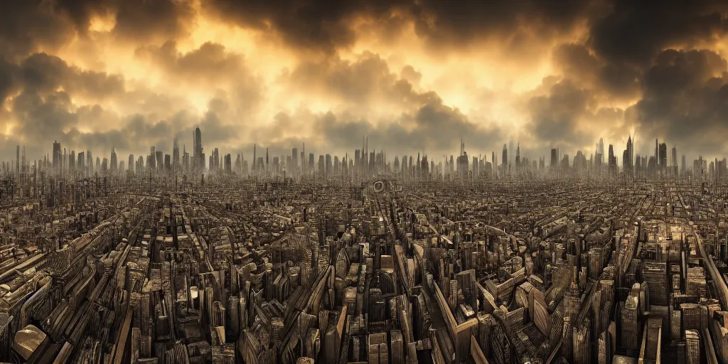 Image similar to desolate metropolis, mammatus clouds, award winning, trending on artstation, digital art. highly detailed 8 k. intricate. lifelike. soft light. nikon d 8 5 0.