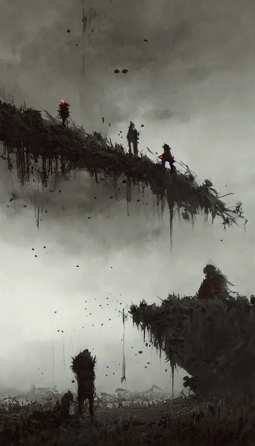 Image similar to life and death mixing together, by jakub rozalski