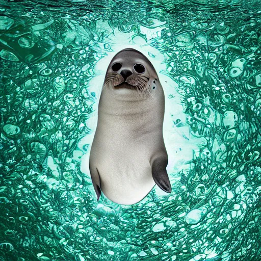 Image similar to seal melted leaf liquephotographs submerged digitalart