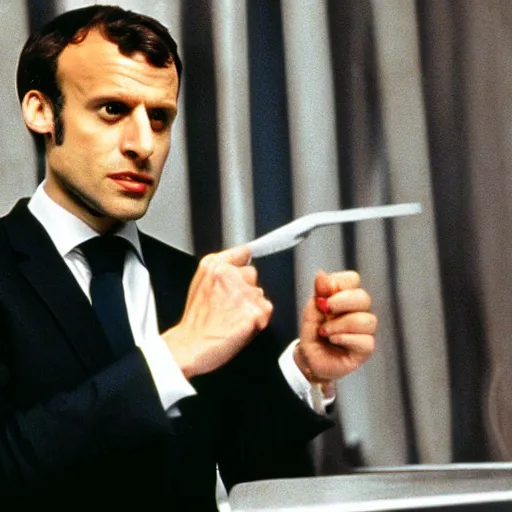 Image similar to Italian Emmanuel Macron in American Psycho (1999)