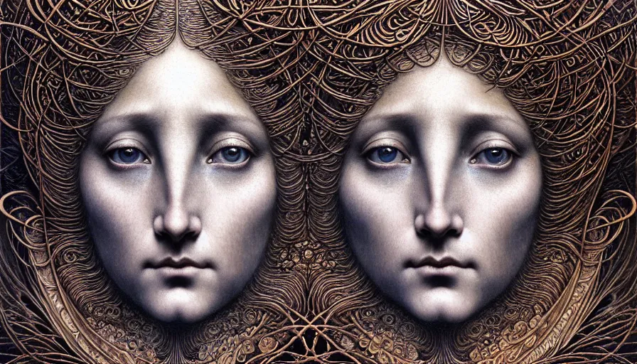 Image similar to detailed realistic beautiful moon goddess face portrait by jean delville, gustave dore, iris van herpen and marco mazzoni, art forms of nature by ernst haeckel, art nouveau, symbolist, visionary, gothic, neo - gothic, pre - raphaelite, fractal lace, intricate alien botanicals, ai biodiversity, surreality, hyperdetailed ultrasharp octane render