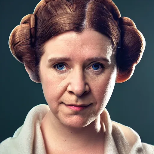 Prompt: Mark Hammill as Princess Leia, XF IQ4, 150MP, 50mm, F1.4, ISO 200, 1/160s, natural light