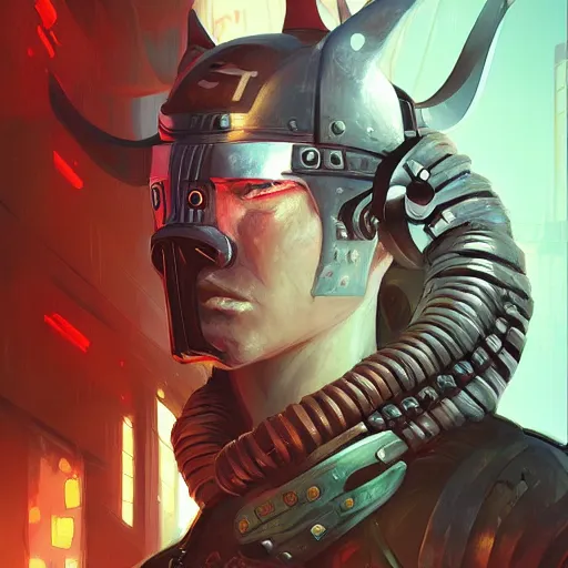 Image similar to cyberpunk viking helmet mask warrior goddess robot ninja fantasy, art gta 5 cover, official fanart behance hd artstation by jesper ejsing, by rhads, makoto shinkai and lois van baarle, ilya kuvshinov, ossdraws