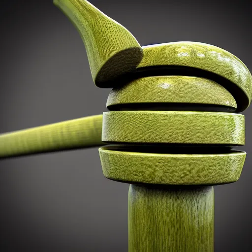 Image similar to short wooden cane with green slime on it, octane render