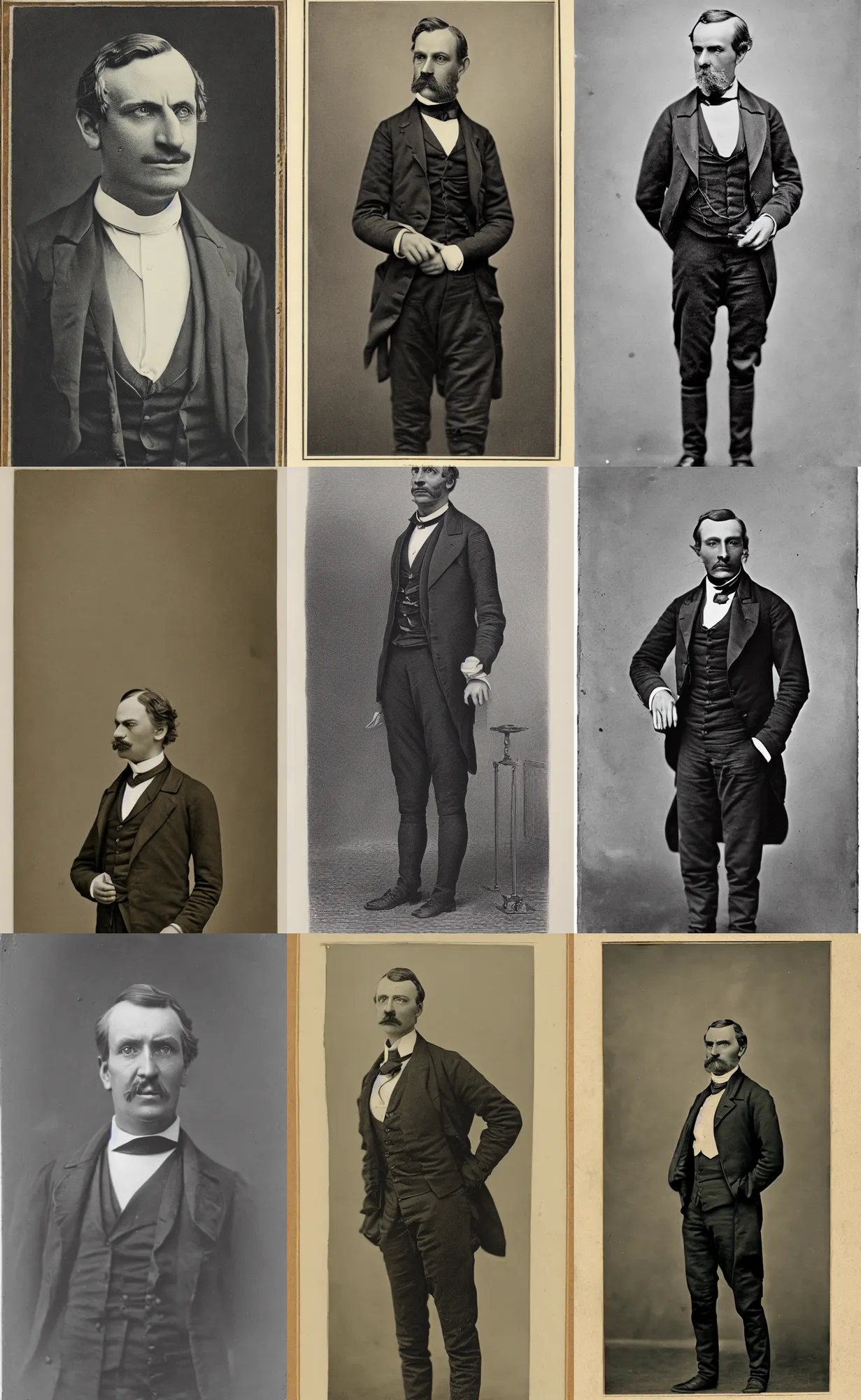 Prompt: portrait of a victorian politician, wearing a suit, standing up, detailed face, male, victorian, highly detailed, cinematic lighting, photograph by samuel walker