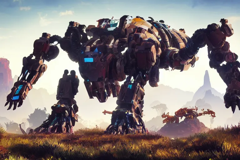 Image similar to shell - walker machine mecha animal beast robot of horizon forbidden west horizon zero dawn bioluminiscence global illumination ray tracing hdr fanart arstation by sung choi and eric pfeiffer and gabriel garza and casper konefal