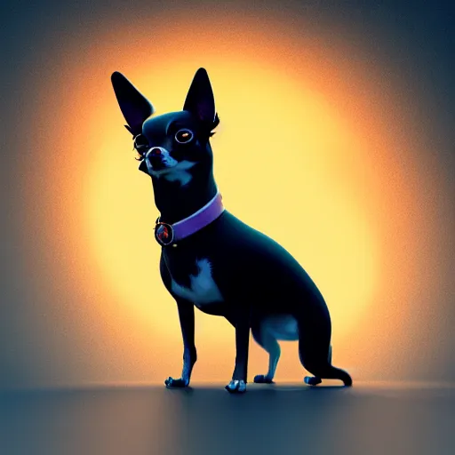 Image similar to a transcendent chihuahua living in an extradimensional reality, in the style of wlop, illustration, epic, fantasy, hyper detailed, smooth, unreal engine, sharp focus, ray tracing, physically based rendering, renderman, beautiful