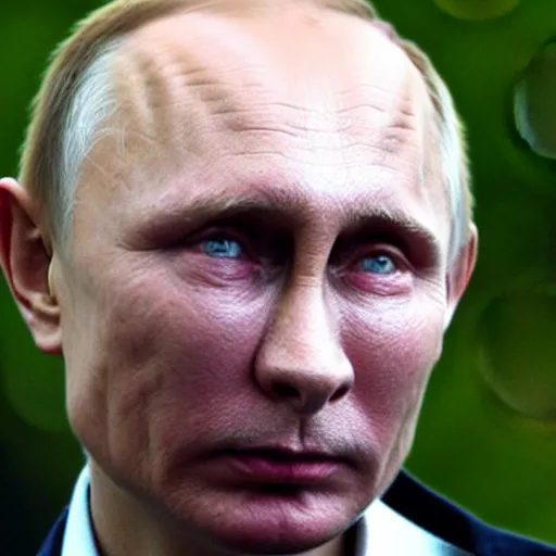 Image similar to Putin with Gollum face smokes cigarette