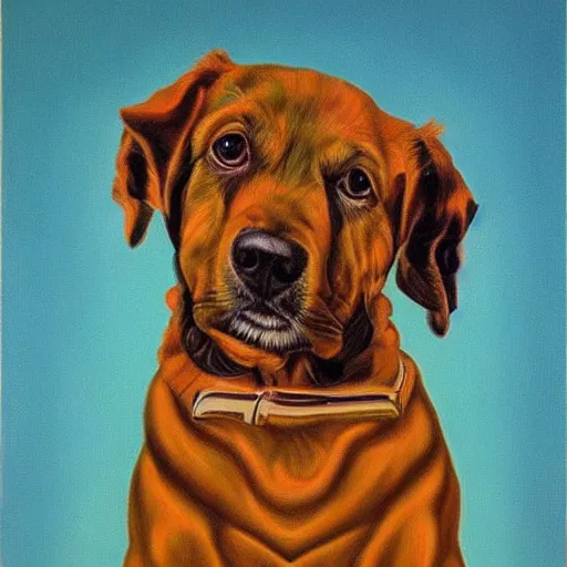 Prompt: dog pop art painting by vladimir tretchikoff behance classical realism detailed painting oil on canvas