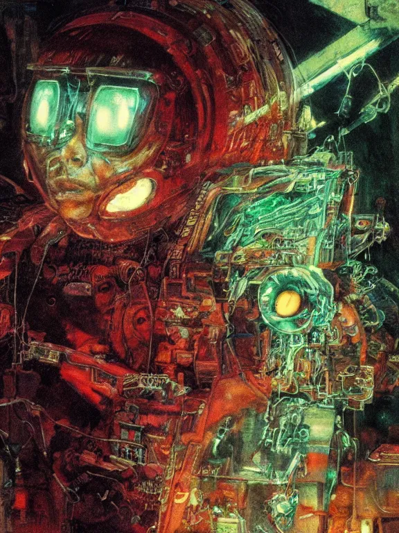 Prompt: closeup portrait of a transparent cyborg hamster with glowing veins, in crushed ship interior, cinematic light, backlight glow, red green, mist, by mikhail vrubel, by philippe druillet, by peter elson, by gerald brom, muted colors, extreme detail, trending on artstation, 8 k