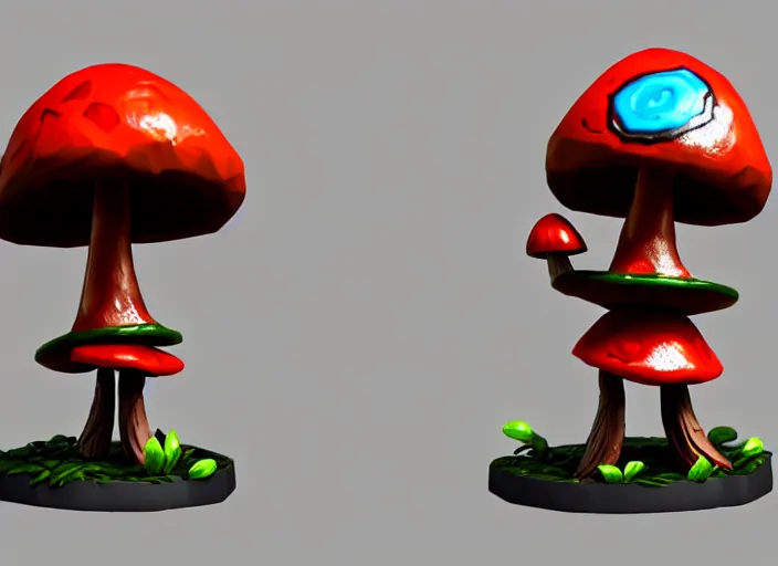 Prompt: shroomfolk, stylized stl fantasy miniature, 3 d render, activision blizzard style, hearthstone style